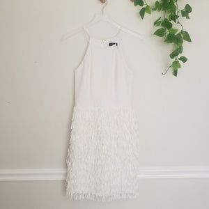Aidan Mattox Fringe Promenade Dress White Size 4